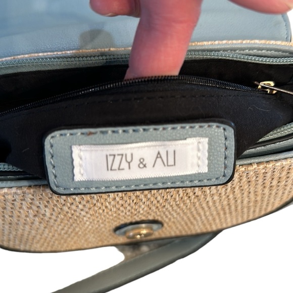 Izzy & Ali Small Natural Rattan and Light Blue Crossbody Bag OS - Picture 11 of 12